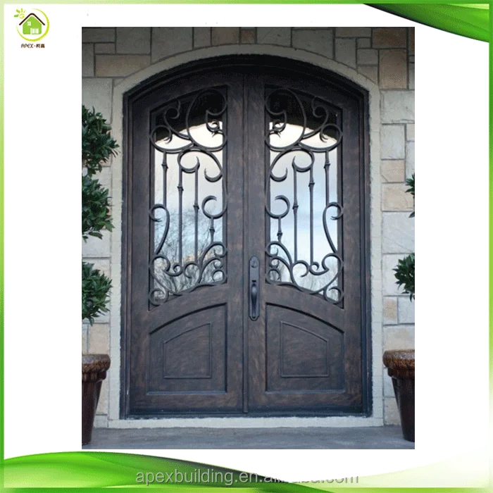 custom front entry prehung for sale arch top double wrought iron exterior outswing french doors