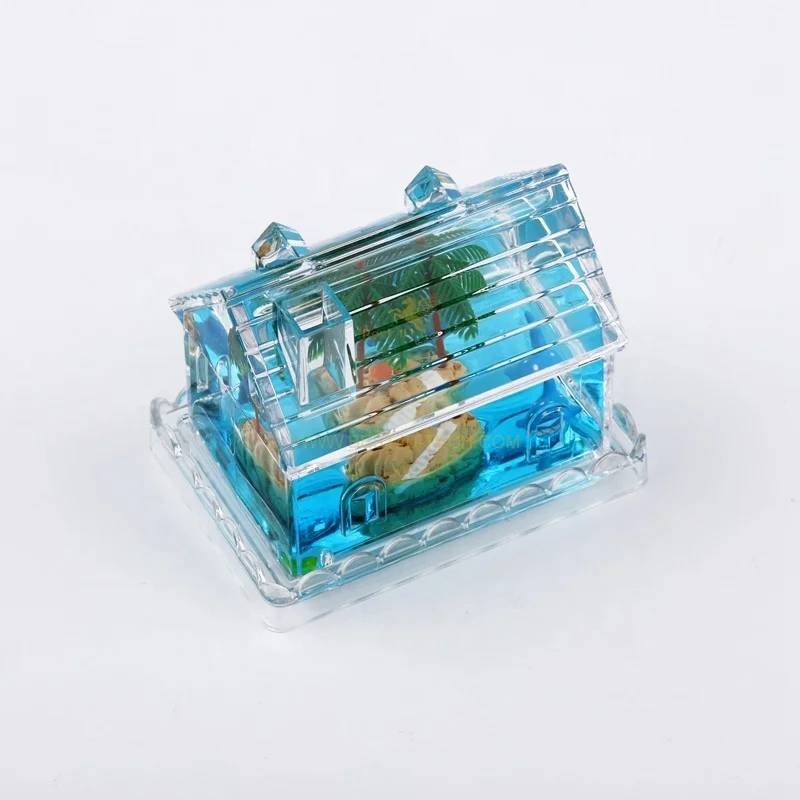 Decoration Gift House Shape Desk Organizer Liquid Filled Paperweight