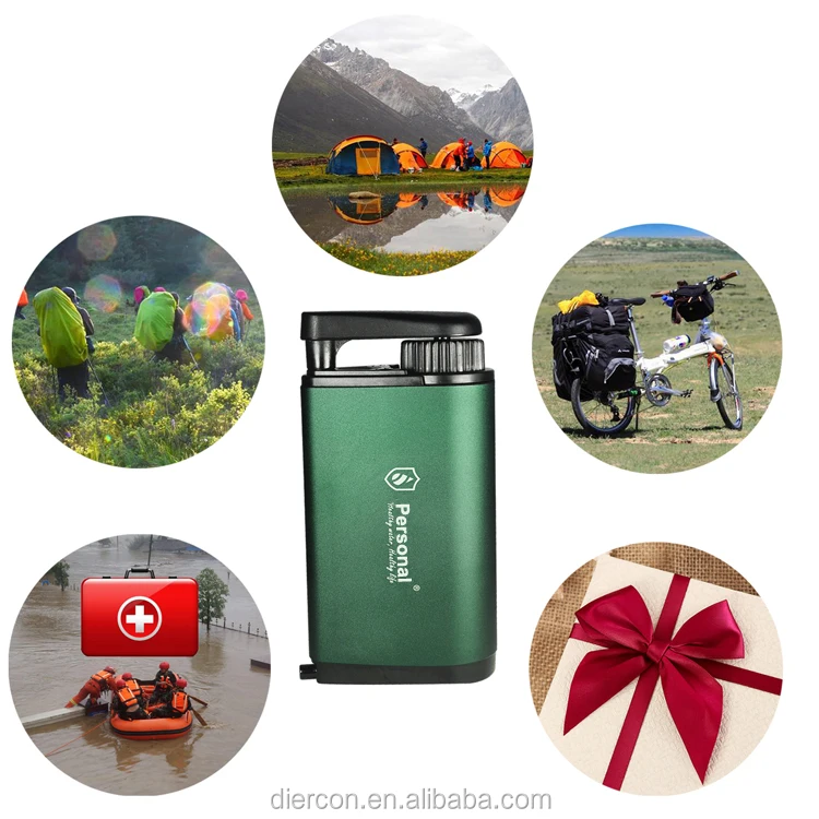 Diercon aluminum material hand pump water purifier filter personal water filter for outdoor (TW01)