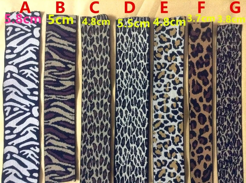 Hot!!! 3.7CM-5.8CM Leopard Image Woven Printed Elastic Webbing