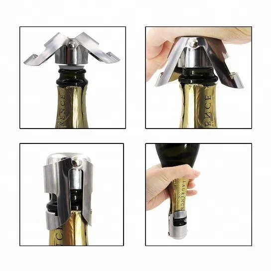 customized wine accessories stainless steel wine bottle stopper rose gold champagne bottle stopper with custom logo