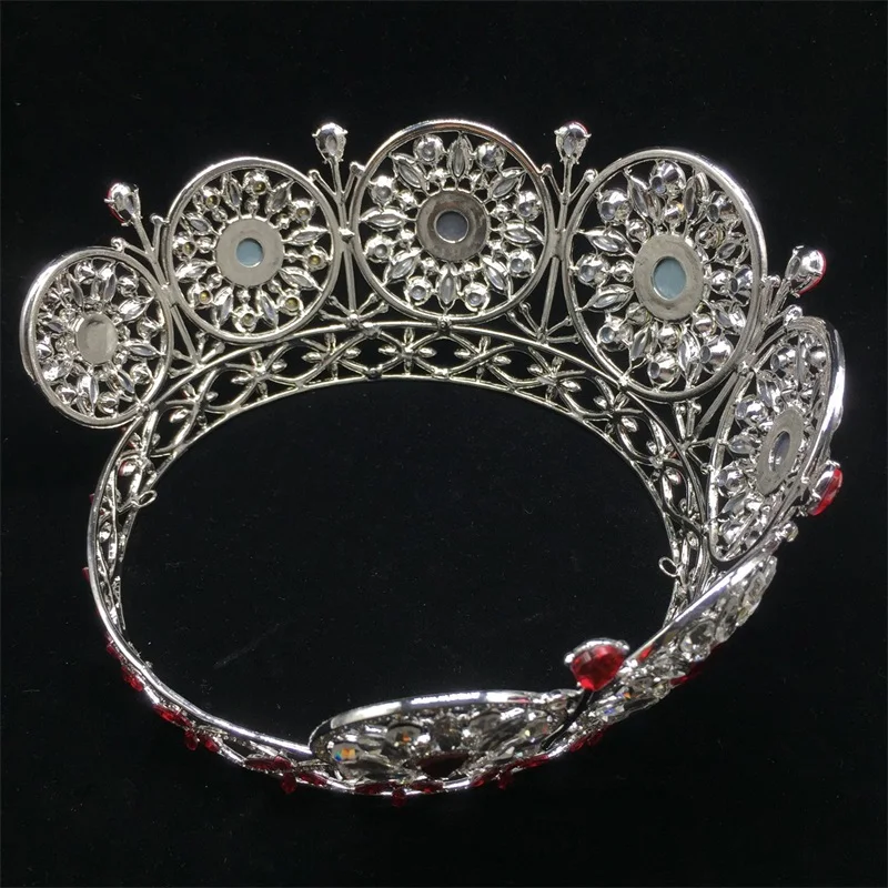 Корона Мисс Вселенная полноценная круглая Красная корона конкурсная Тиара для красоты