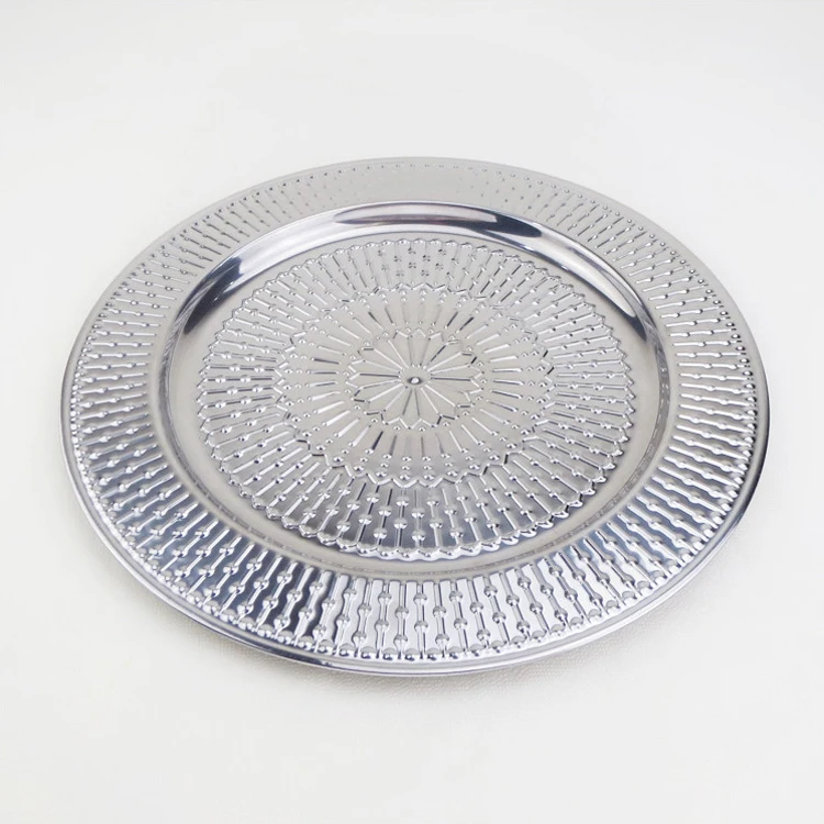 Stainless steel serving tray, decoration plates, restaurant service tray for Christmas/ wedding/ party