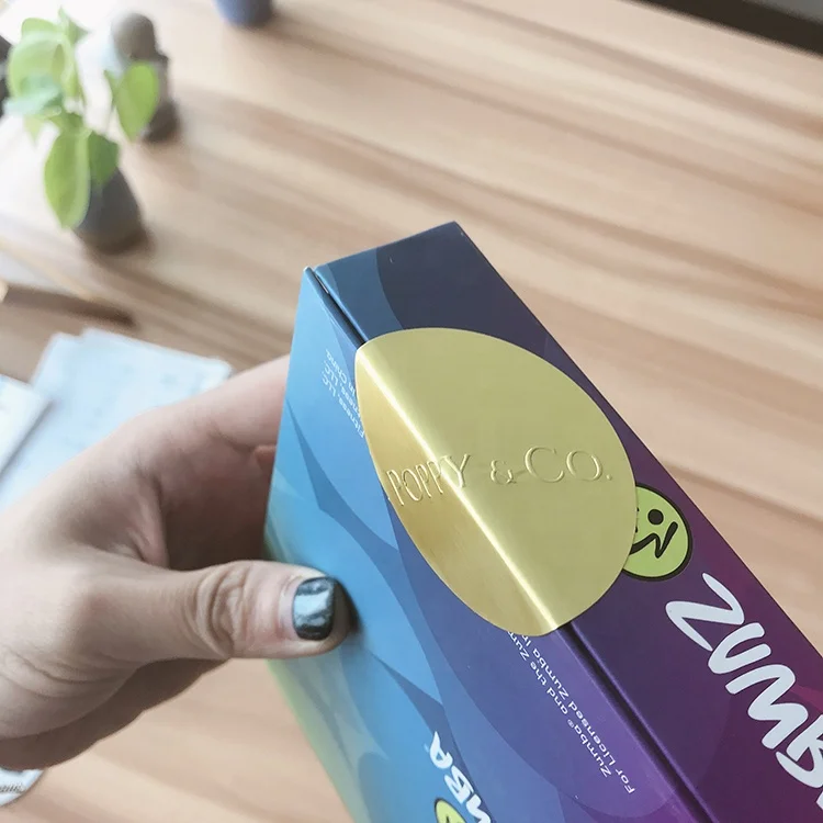 Custom Gold Foil 3D embossed Adhesive Stickers Business Labels