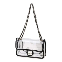Прозрачный женский кошелек из ПВХ, Сумка с поворотным замком, квадратная сумка, кошелек, сумка на плечо с цепочкой