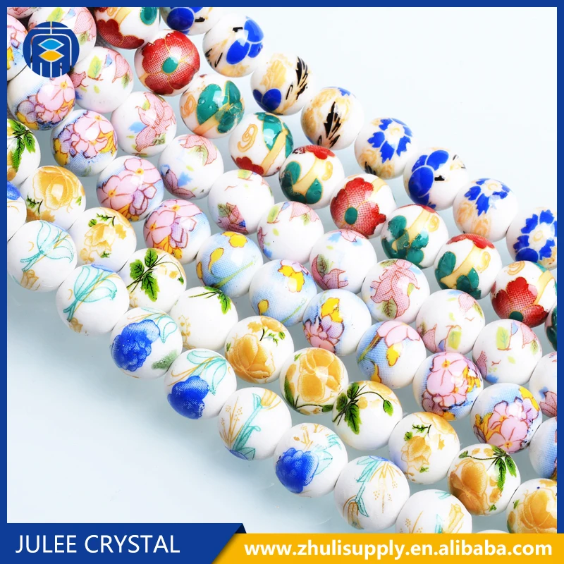 
Yiwu Porcelain Animal Beads Wholesale Round Fancy Ceramic Beads For jewelry making 