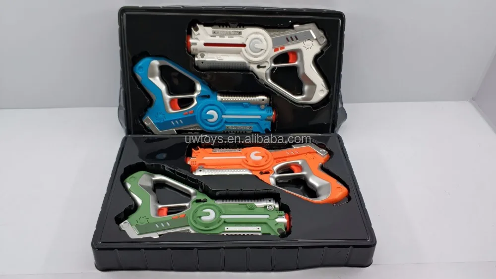 Set of 4 Infrared Laser Tag Guns for 4 Players, Indoor and Outdoor Team Game (Orange, Green, Blue, White)