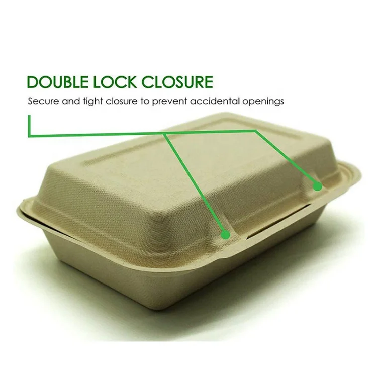  Оптовая продажа экологически чистый одноразовый Ланч-бокс из бэнто-крафт-бумаги сахарного тростника бумажный