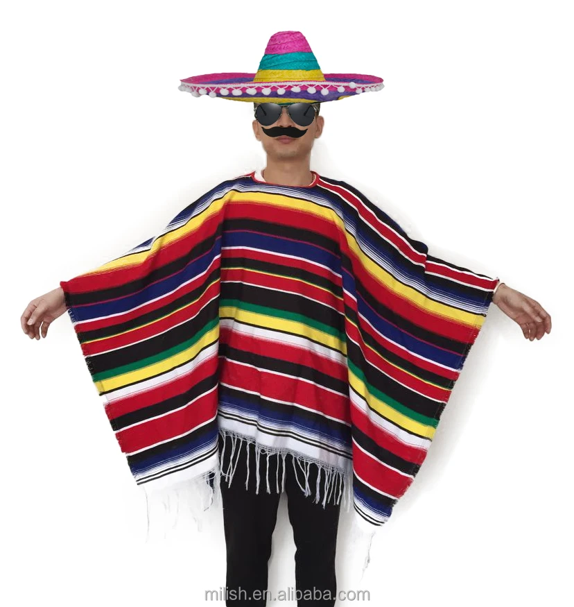 MAB-100 Party carnival adult costume Mexican tapalos poncho