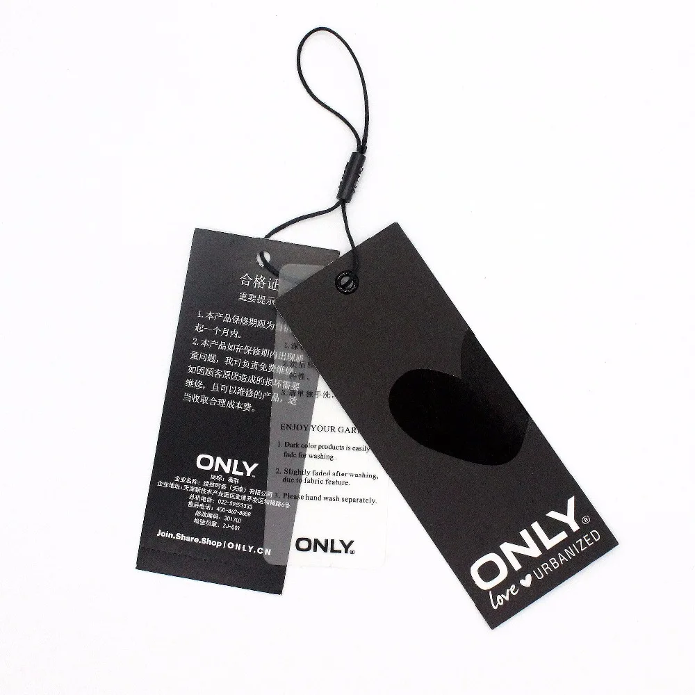 Printing Embossed Paper Thread Price Hang Tag With Cotton String