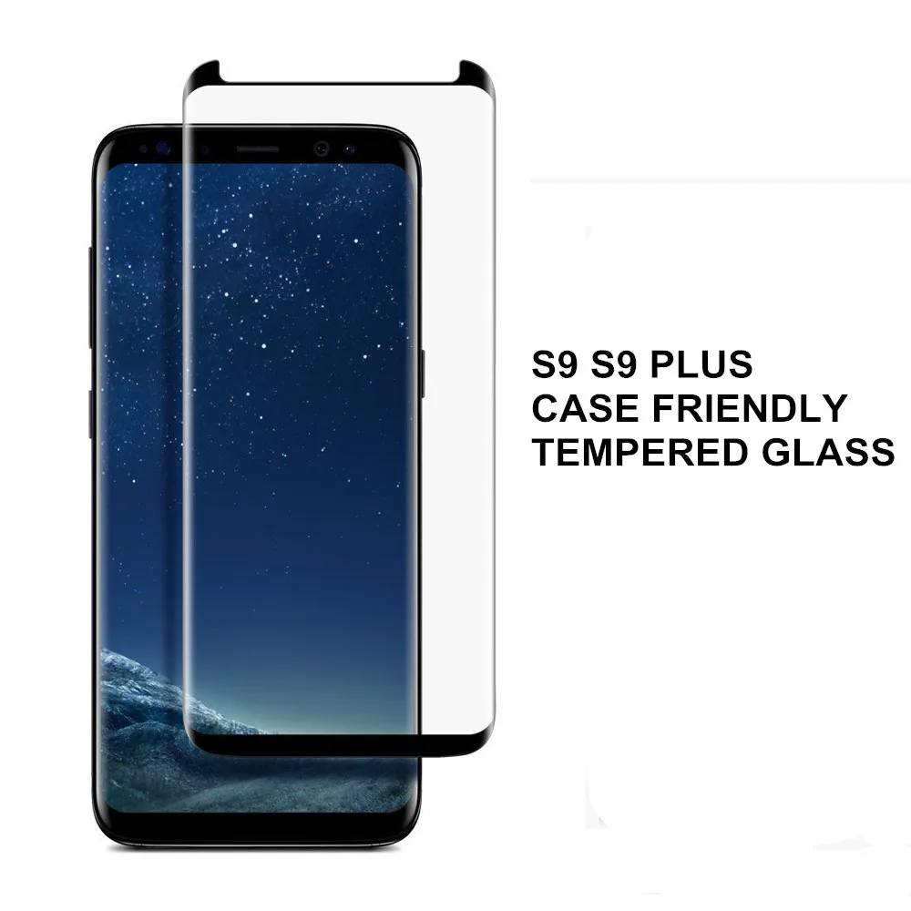 3D Case Friendly Full Glue Glass For Samsung Galaxy S9 Plus Tempered Glass Screen Protector