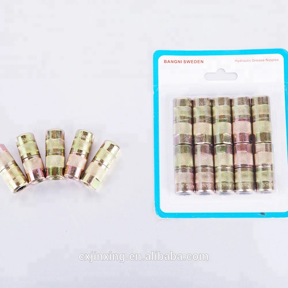 
silver Hydraulic grease nipples coupler nozzles for for waterproof injection packer 