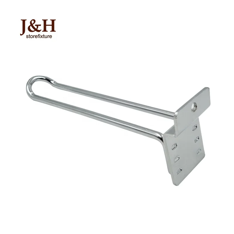 J&H Storefixture Heavy Duty Metal Double Wire Loop Hook Steel Euro Chrome Slatwall Panel Display Hooks