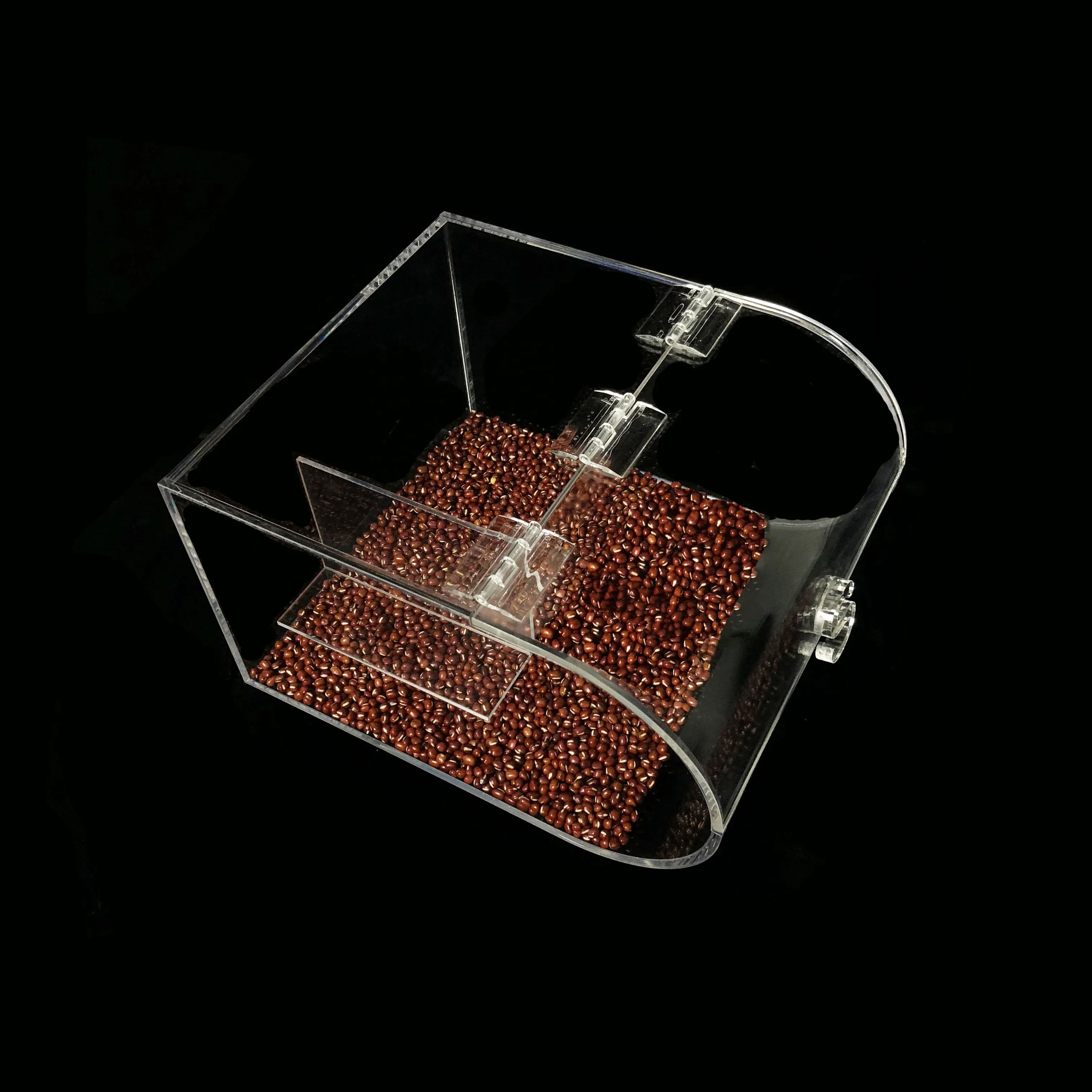 Round Clear PMMA Plastic Cereal Grains Candy Dispenser Display Bins Boxes Container Acrylic Candy Bin with Scoop