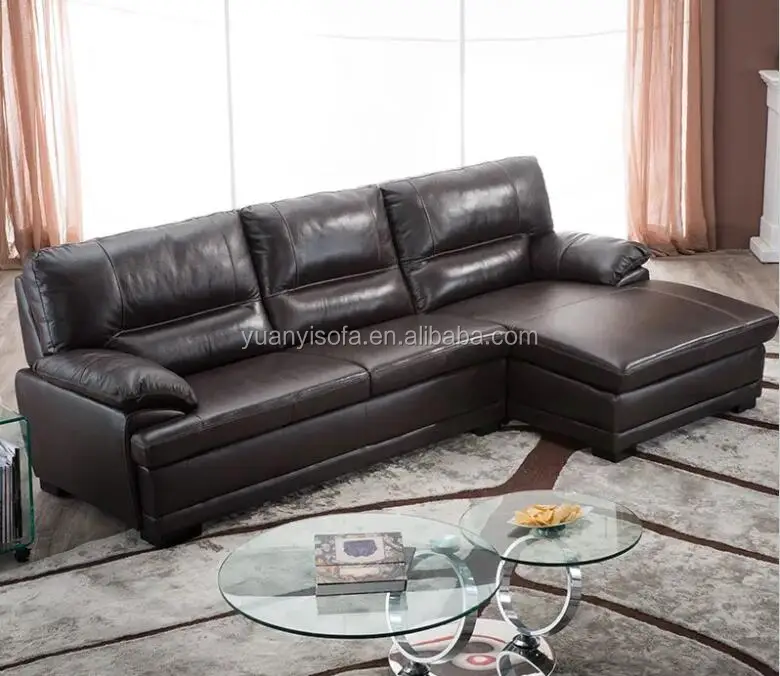 Hot sale latest design large modern corner leather L shaped sofa YL7207