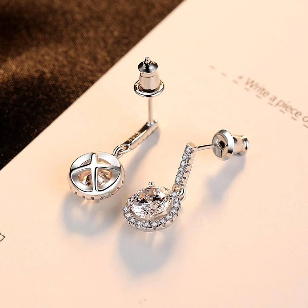 CZCITY Real 925 Sterling Silver Crystal Drop Earrings Fashion Earring Designs New Model Earrings for Women