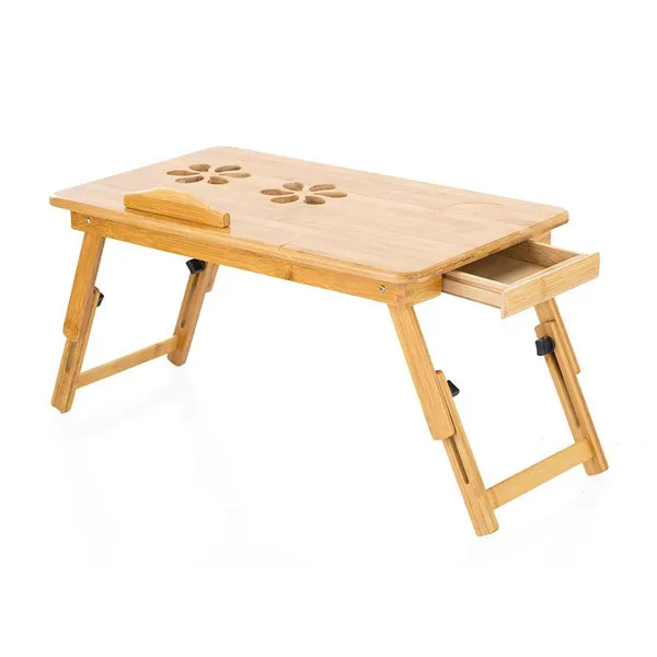 hot-sell solid construction bamboo laptop table with adjustable leg