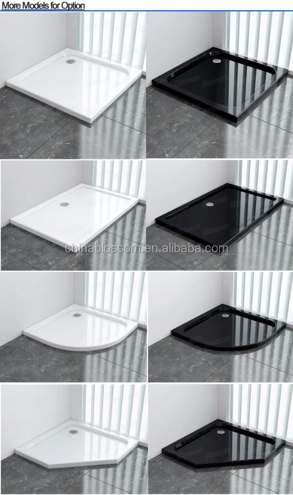 China European White Black Pure Acrylic ABS Large Pentagon Tray Pan Diamond Shower Bottom Base For Shower Enclosures