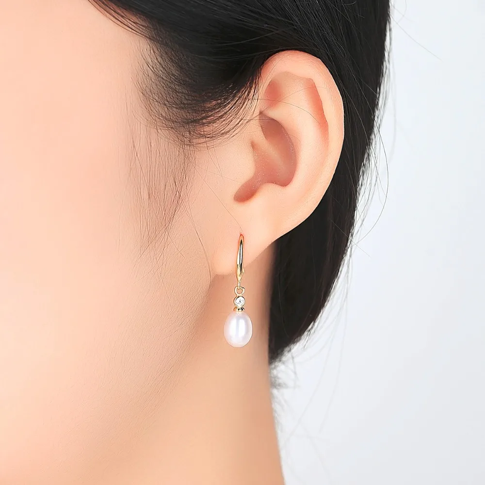 PAG&MAG Brand Classic Fine Jewelry Women Gift Freshwater Natural Pearl S925 Silver Jewelry Wire Hook Drop Earrings