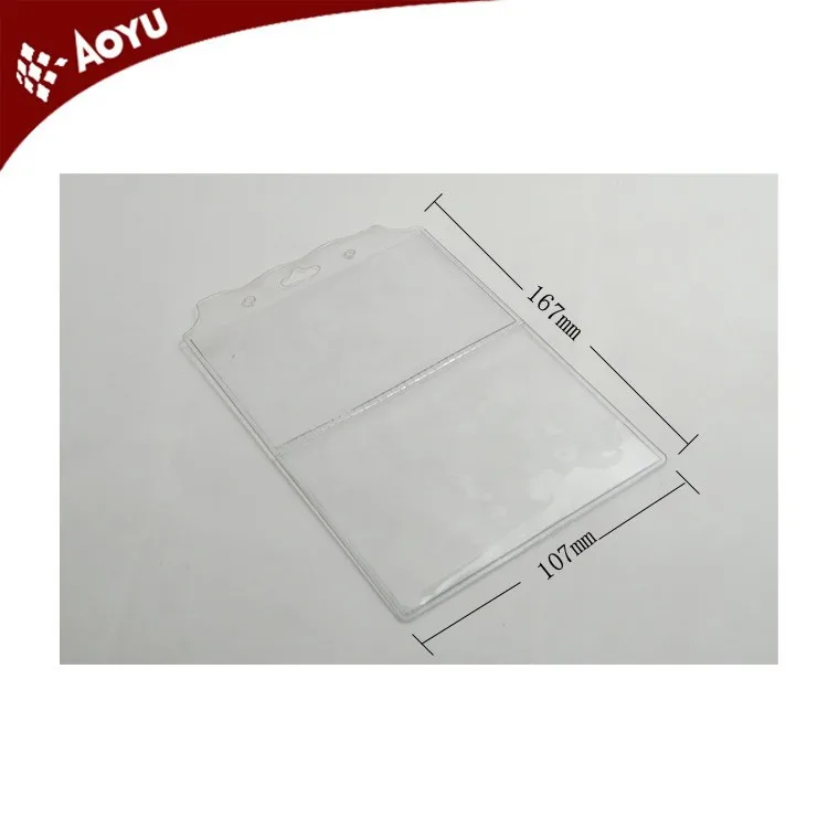 Customized transparent double pocket plastic pvc id card holder .place card holder