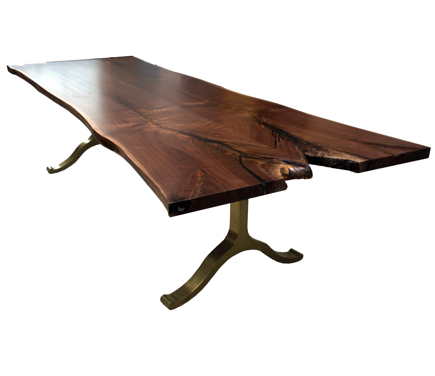 High Quality Wishbone Legs Iron Wood Table Solid Wood Walnut Live Edge Dining Table