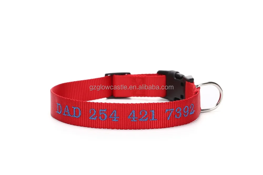 Embroidered Personalized DIY Nylon Dog Collar With Pet Name & Phone Number