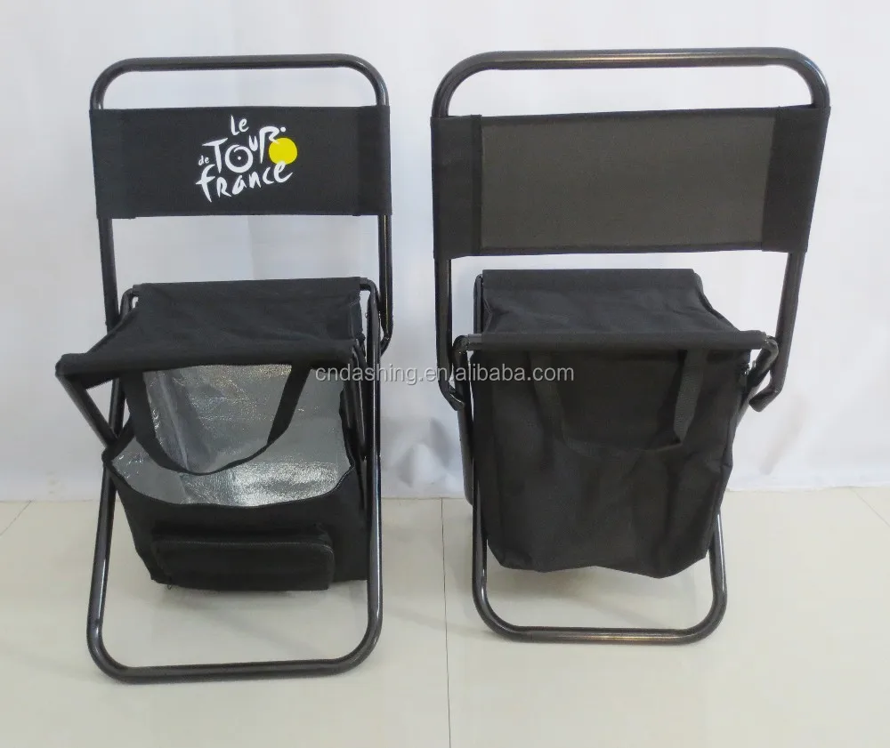Adjustable portable folding comfortable 600D oxford fishing cooler stool wholesale factory foldable custom chairs with backrest