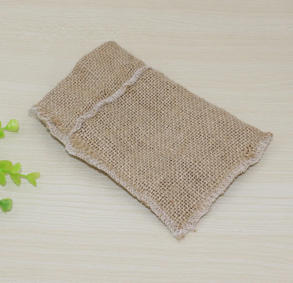 Natural Burlap Jute Gift Bag Drawstring Pouch Wedding Party Jewelry Candy Bags Home Gift Box Storage Bag Vintage