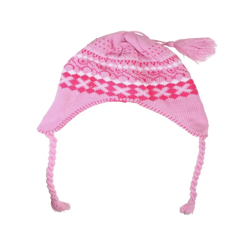 100% Acrylic Knit WInter Warm Hat with Earmuff Custom Fleece Lining Men Acrylic Beanie Hats with Earflaps