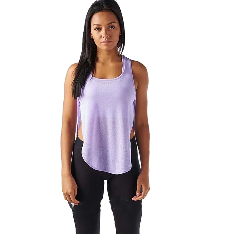 custom printed woman gym tank top racerback tank tops open side curved hem tank top gym fitness activewear