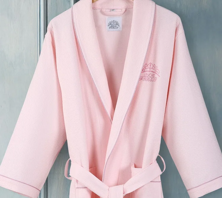 Custom Size 100% Cotton White Shawl Collar Terry Bathrobe in stock