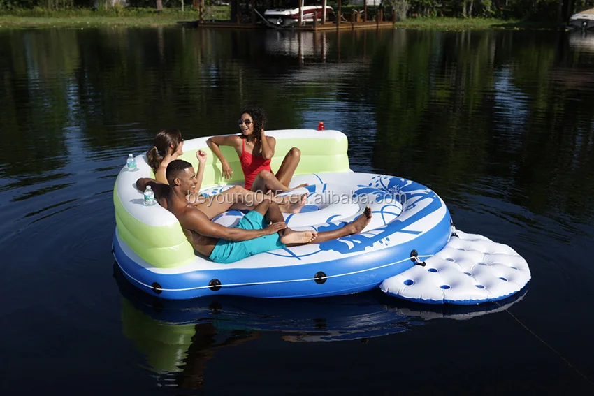 3 person kick back lounge pool float island with pillow backrest+swimming pool floating water pool lounge raft