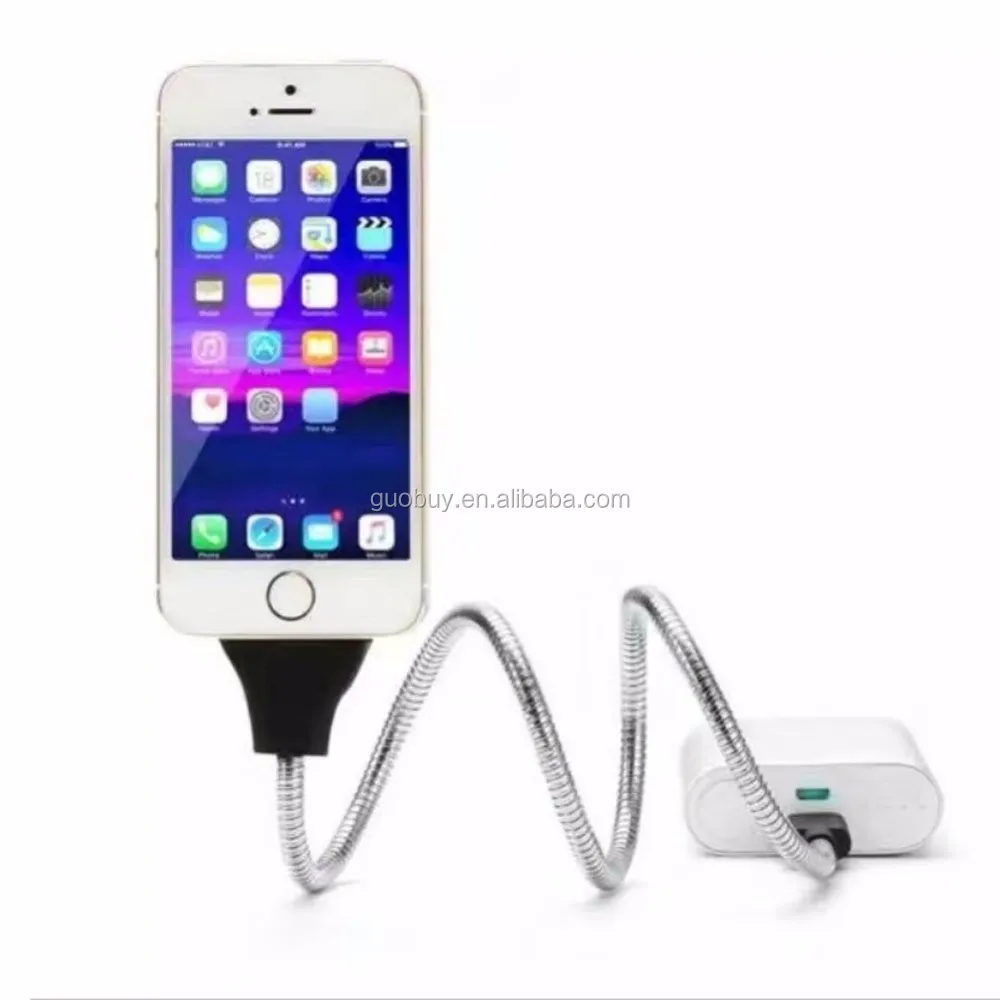 2017 Flexible Data Cable Charger Usb Metal USB Charging Cable Stand Holder Steel Cable for Iphone IOS