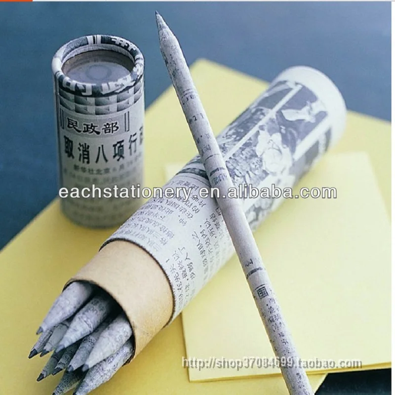 7' HB Pencil Recycled Newspaper Pencil In Paper Tube