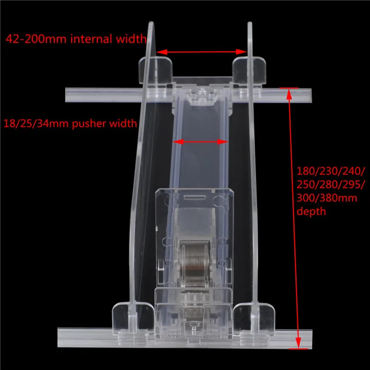 Plastic PC Material Divider Spring Loaded Shelf Pusher For Bottle Drinking Products