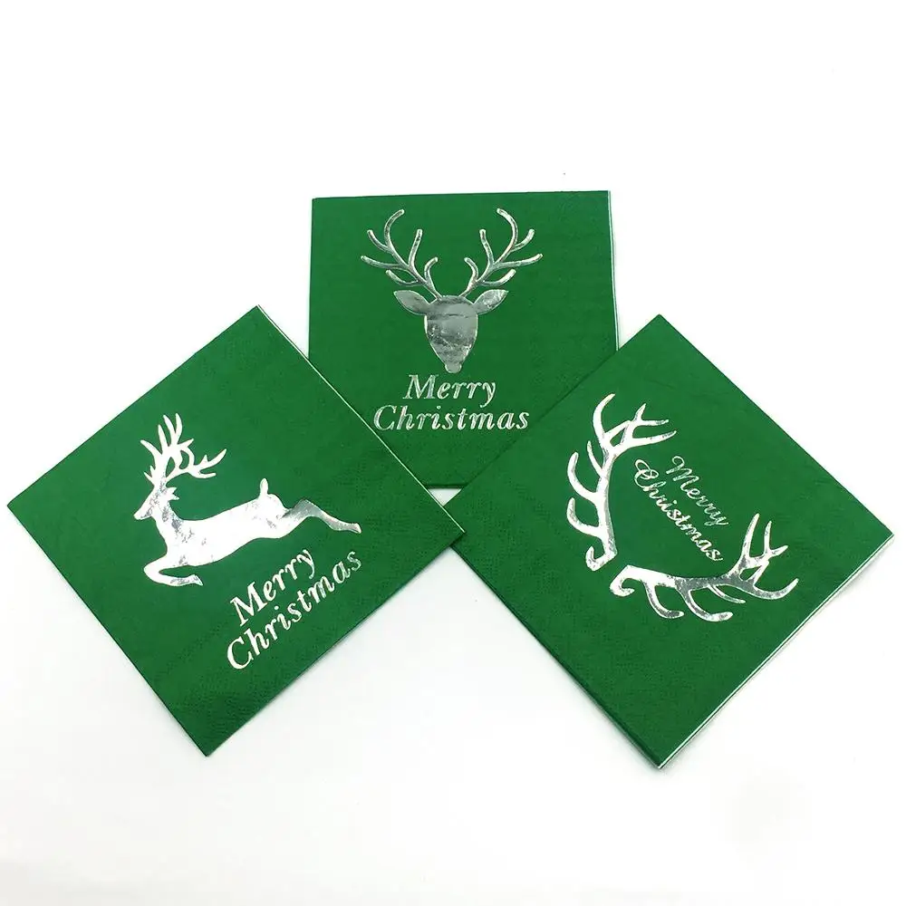 Santian Custom Designed Gold Foil Tissue Paper High Quality Folded Cocktail Napkins and Serviettes Printed and Colored