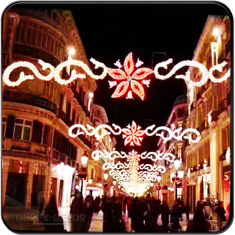 Outdoor Christmas street decorations light NEW creative Factory price city hanging 2D led decoration pole motif light