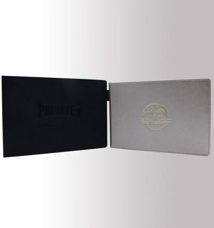 Cheap Luxury PU Leather Cover Invitation Menu 4.3 5 7 Inch Greeting Lcd Folder Video Brochure Card