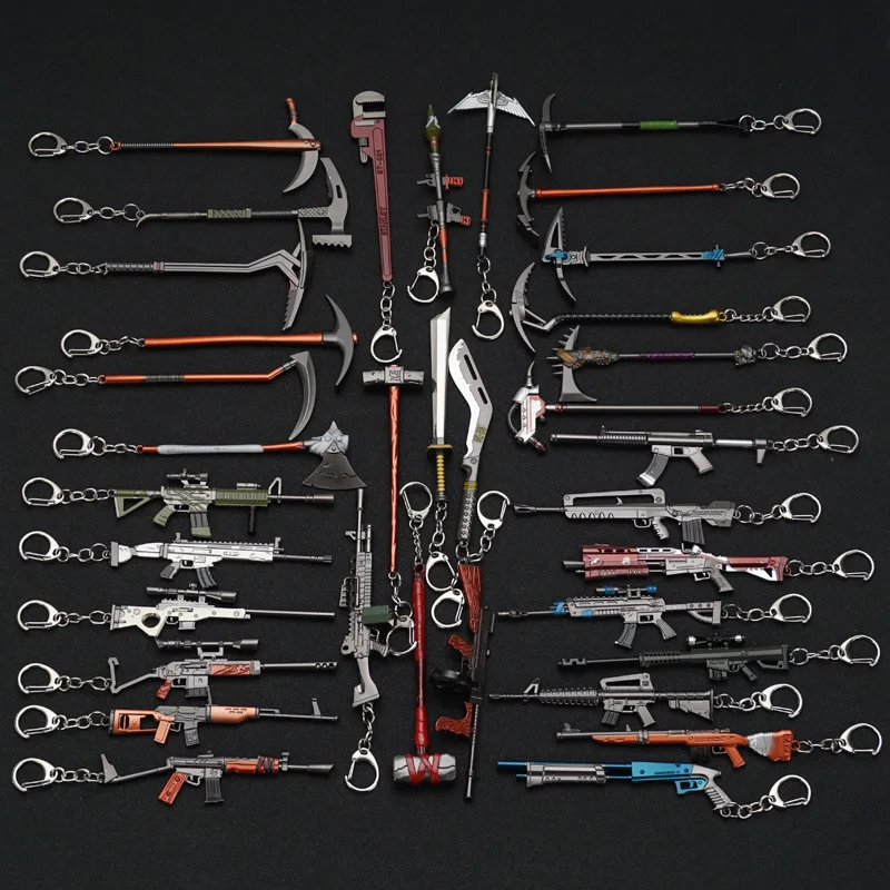 wholesale blister packing metal game M16 LMG rocket launcher scar bolt action awp burst gun keychain