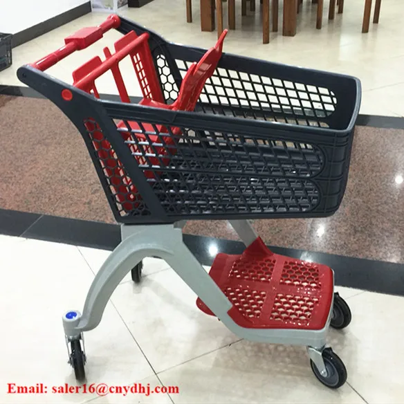 CE New Design Plastic Supermarket Shopping Trolley For Retail Store with 4 Wheels
