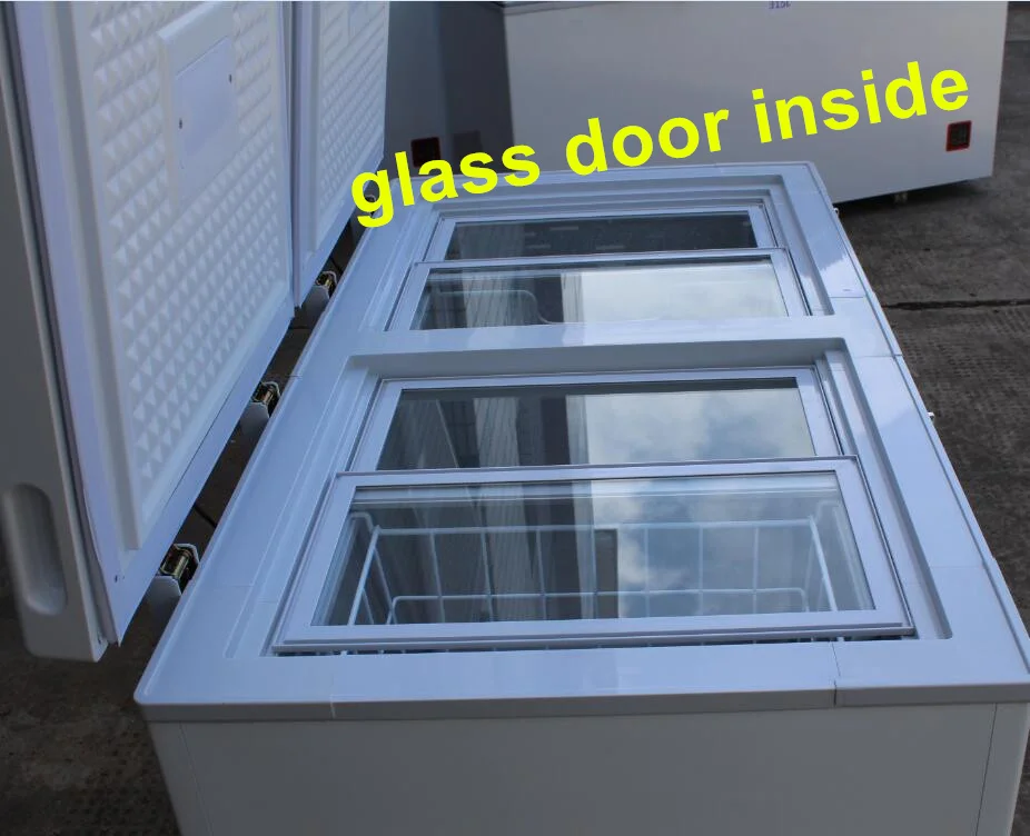 commercial use popular big 433L dc power solar freezer with glass door inside