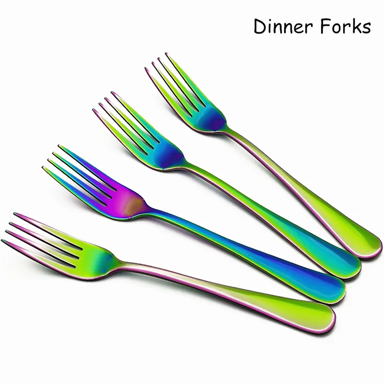 304 Stainless Steel Rainbow Cutlery Dinner Spoon Knife Fork Flatware
