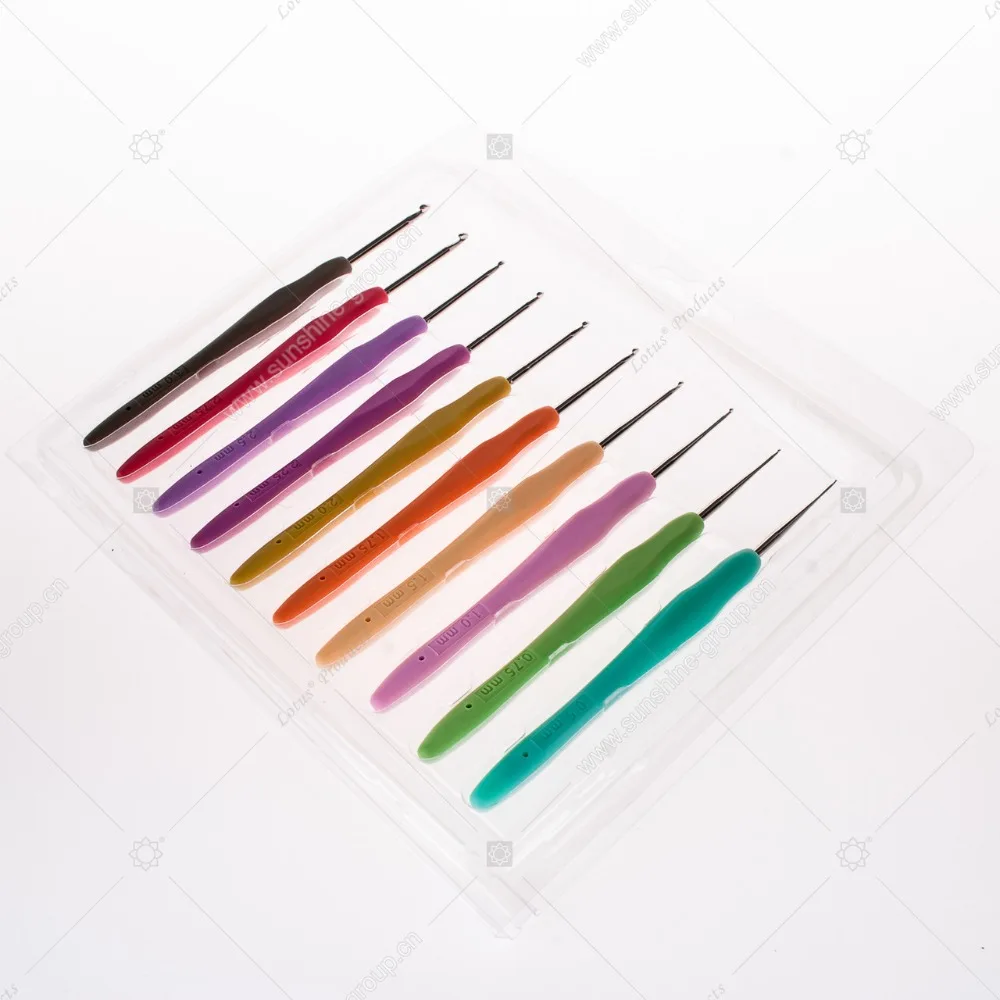 Wholesale Size Metal Hook Crochet Template Kit TPR Aluminum Knitting Needles Sets