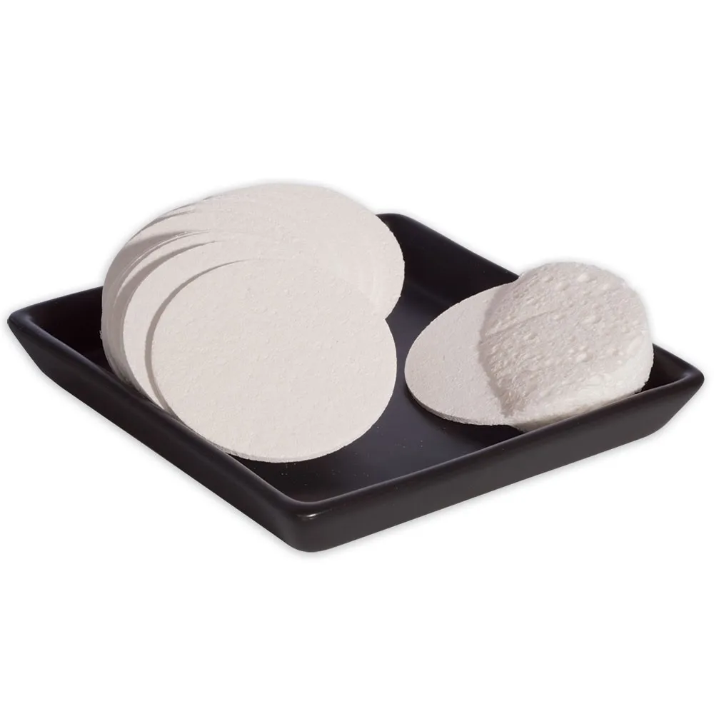 
100% Natural Round Compressed Cellulose Facial Sponge In White 