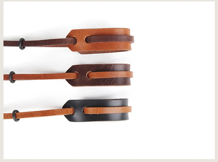 Handmade Band circular groove genuine leather wrist band DSLR camera strap