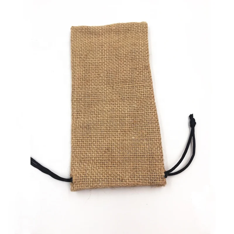 Recyclable Burlap Pouch with Sewing Label, Small Jute Pouch Drawstring