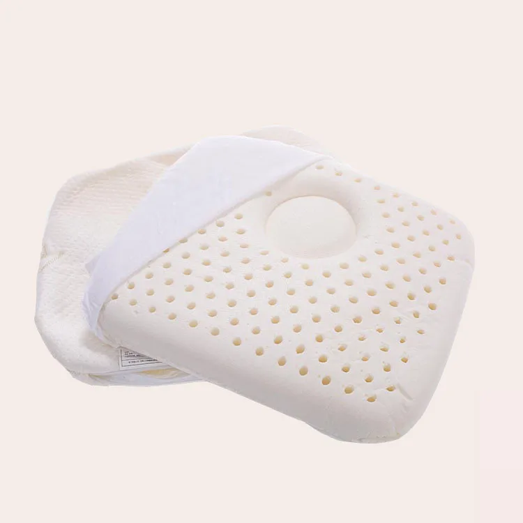 Baby Natural Latex Foam Pillow - Infant Protective flat head, Anti-Roll Head Support Pillow, 0-3 Years