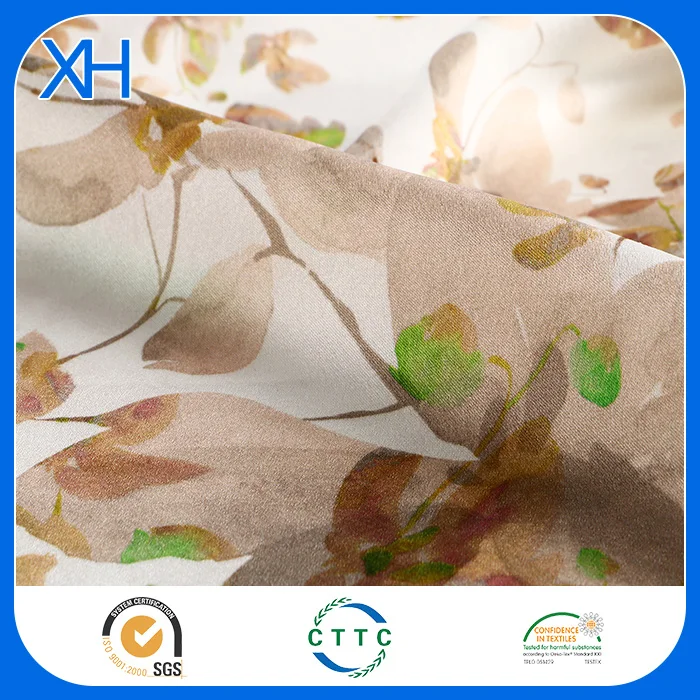 
2019 Hot Sale Washed Silk Fabric Pure Printing Satin Wholesale with Low Minimum by Xinhe Textiles 