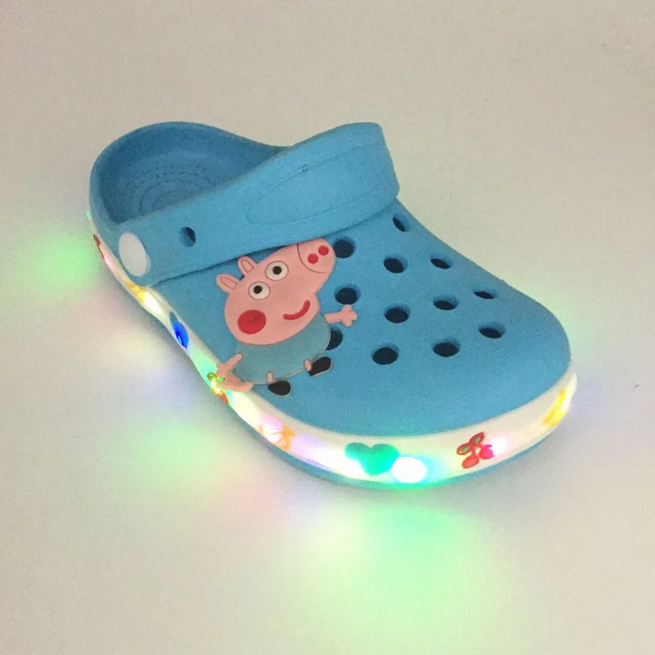 LED light child cartoon eva clogs shoes