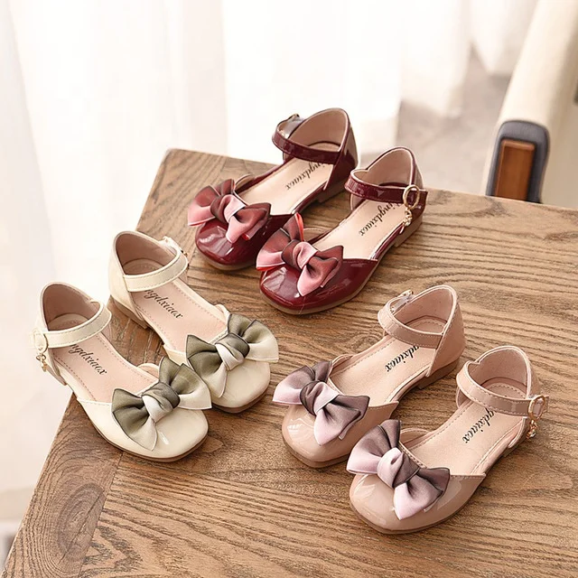 
whole sale girl bows shoes pu Size 21-35 Children Hot Sale Girls Shoes Fashion Princess Bow PU Ballet flats shoes 